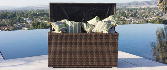 Outdoor Wicker Rattan Cushion Storage Bin Deck Box