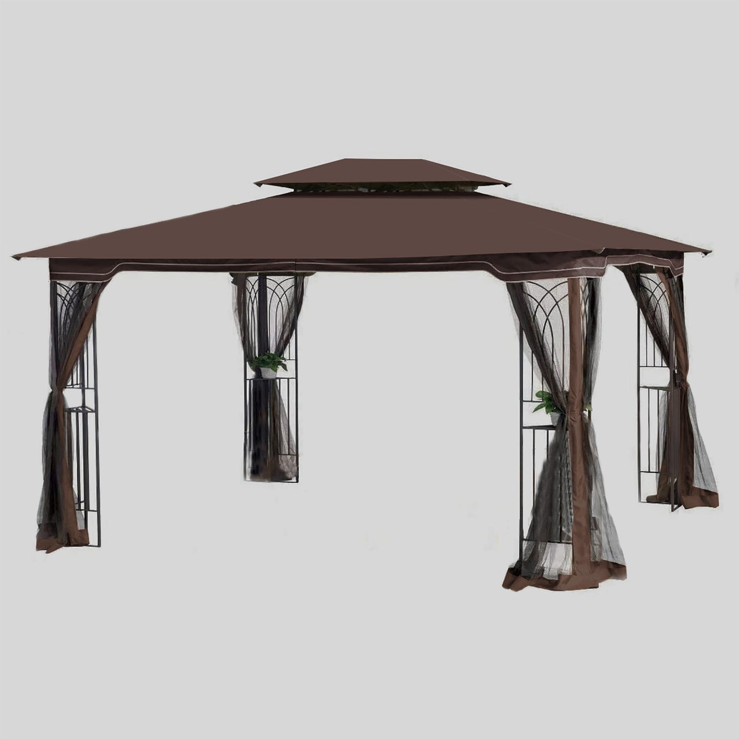 Outdoor Gazebo Canopy Tent With Ventilated Double Roof And Detachable Mosquito net