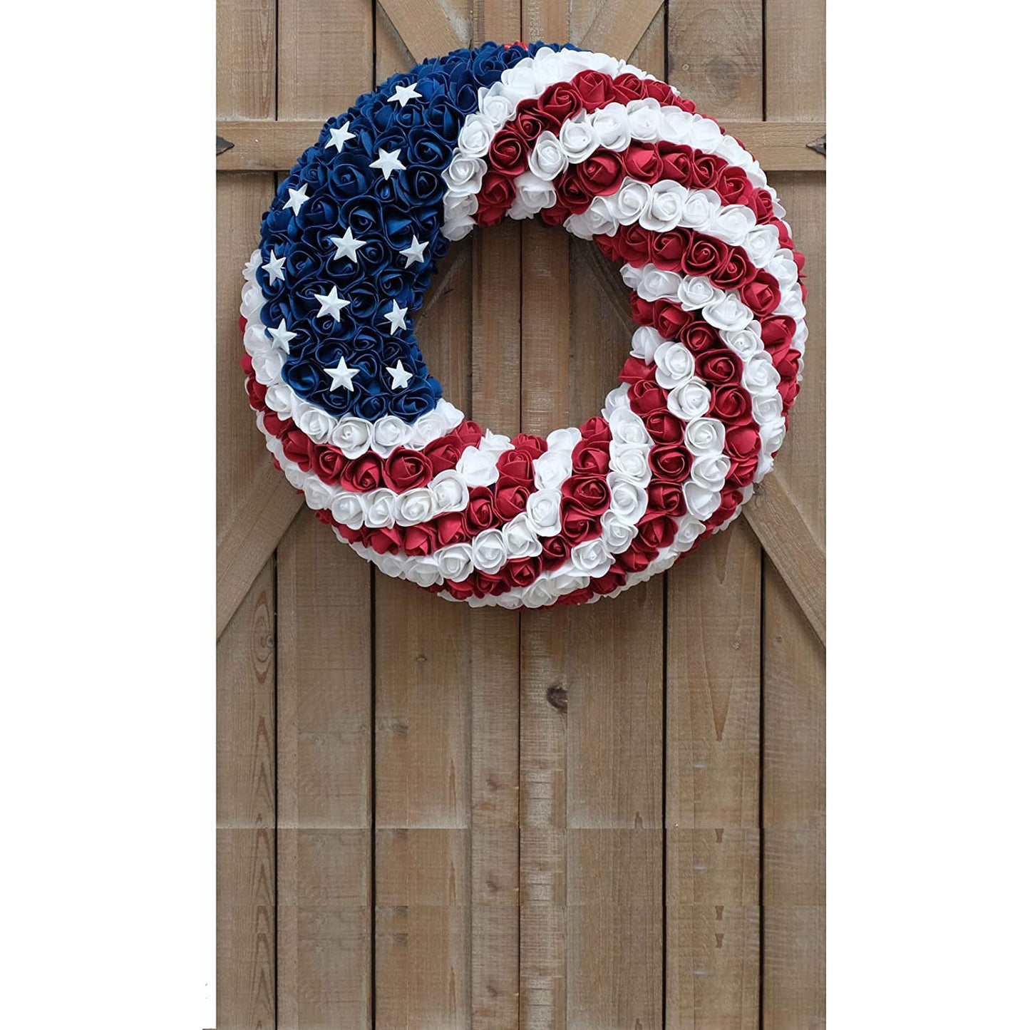 Patriotic Americana Wreath;  Handcrafted Holiday Wreath Garland Decoration