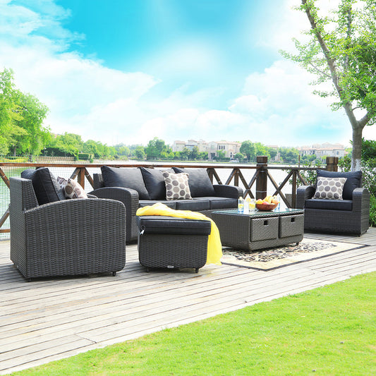 5-piece Outdoor PE Rattan Wicker Patio Set