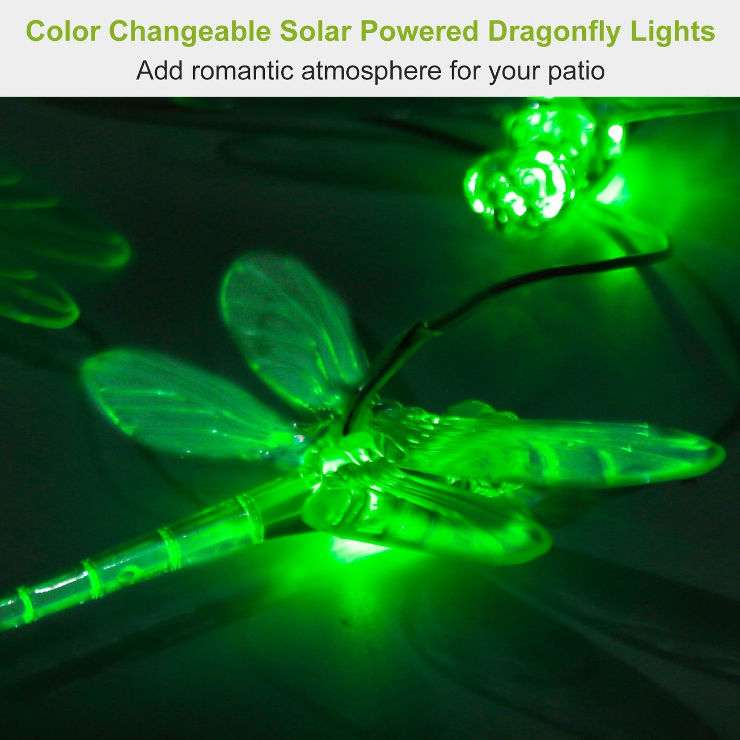 Solar Powered Dragonfly Wind Chime LED Color Changing