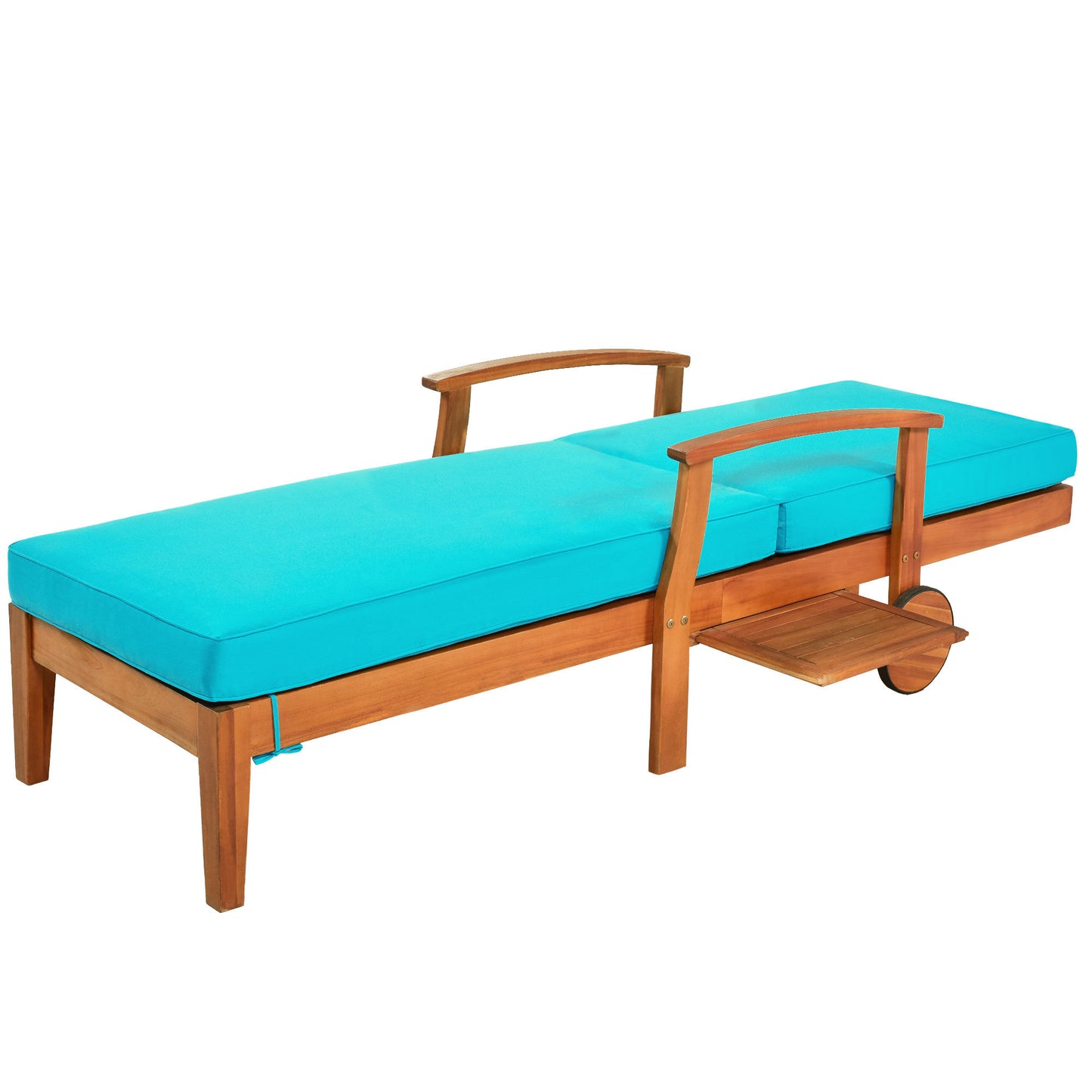 Outdoor Solid Wood 78.8" Chaise Lounge Patio Reclining Daybed with Cushion