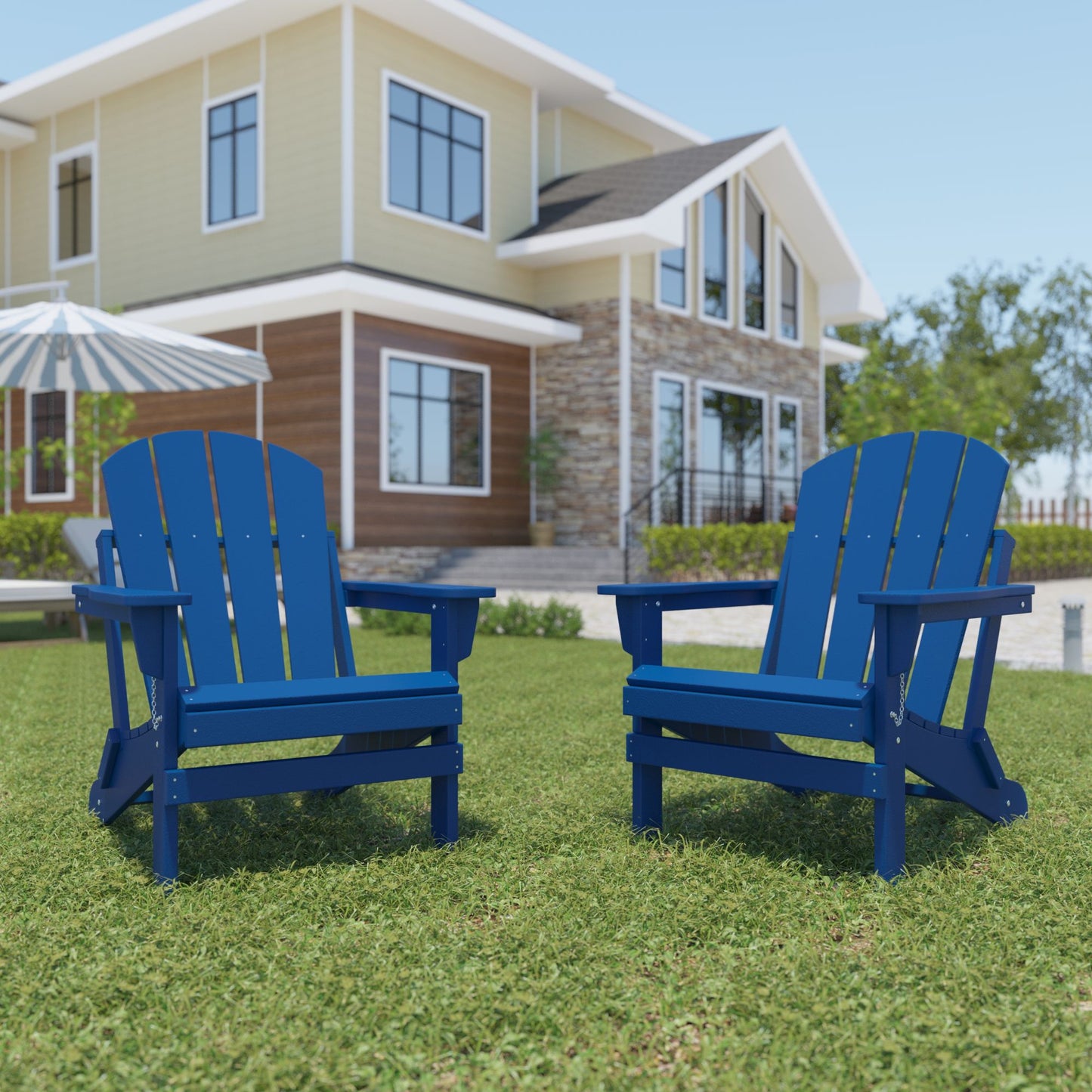 Folding Adirondack Outdoor Chair, Poly Wood - Weather Resistant