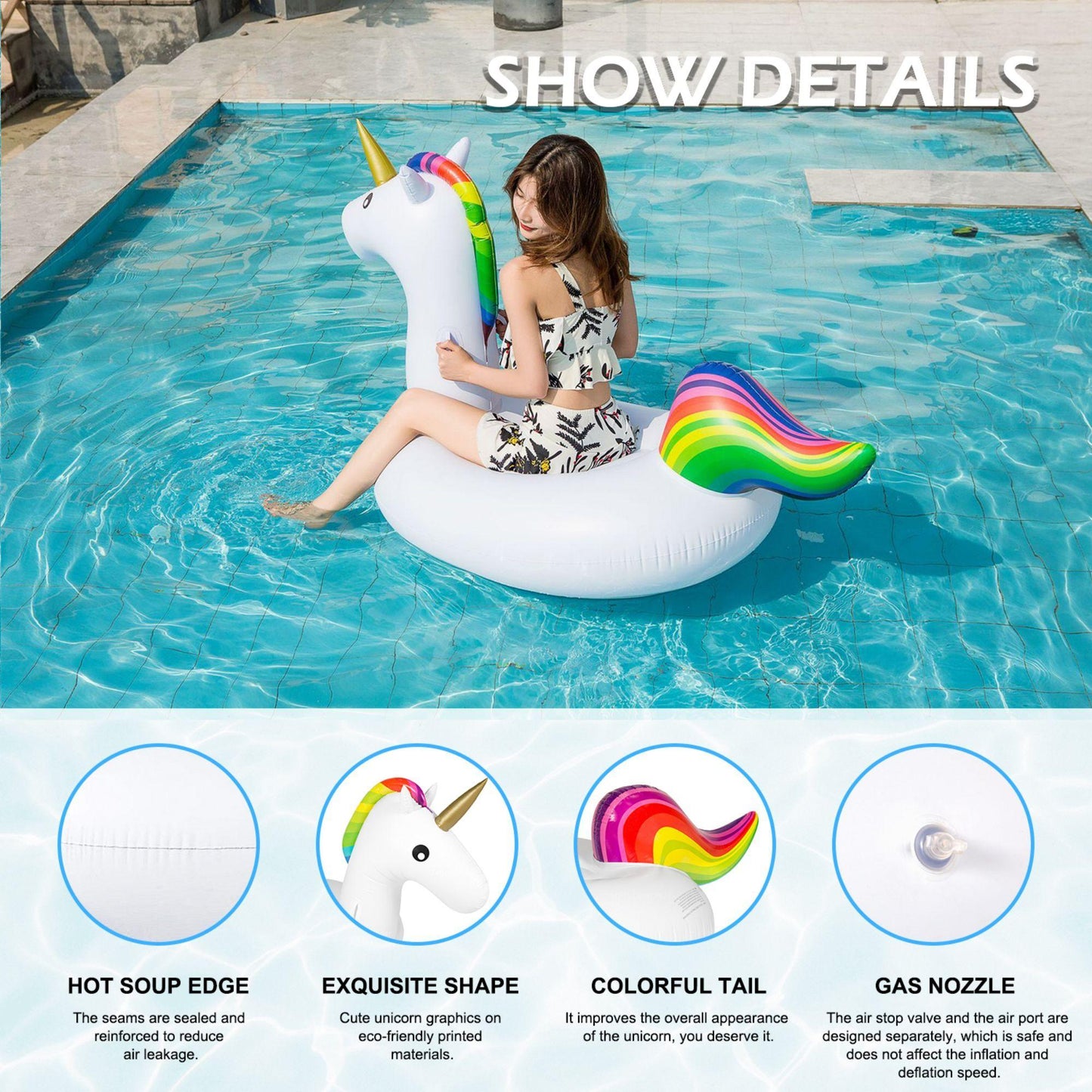 Large Unicorn Children's Inflatable Swimming Pool Float