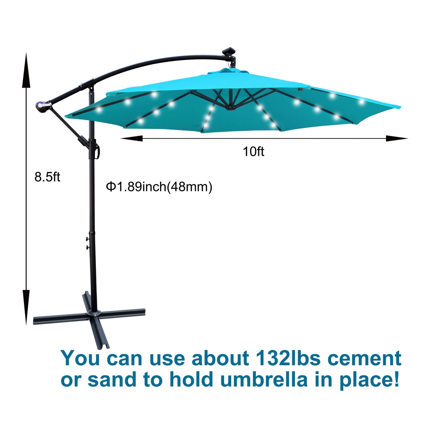 Solar Powered Outdoor Patio Umbrella with LED Lighting