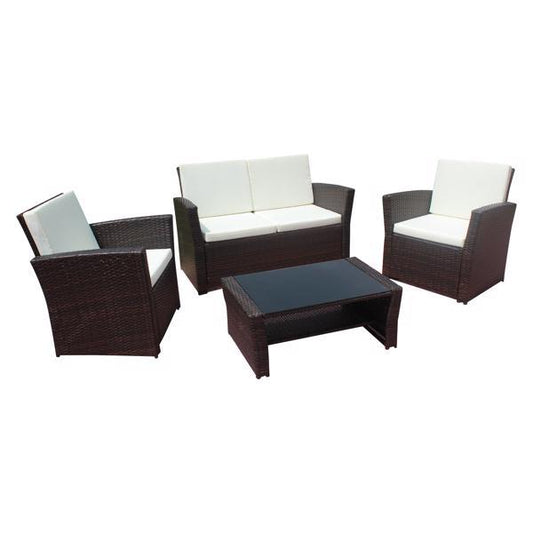 Outdoor Rattan PE Wicker Set With Sectional Sofa, Chairs and Table