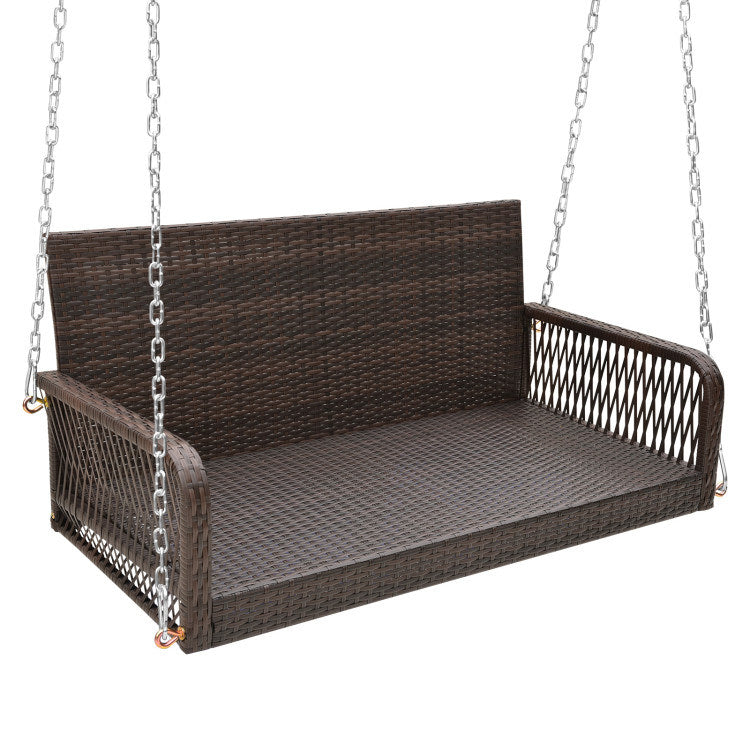 Outdoor Wicker Porch Swing with Seat and Back Cushions