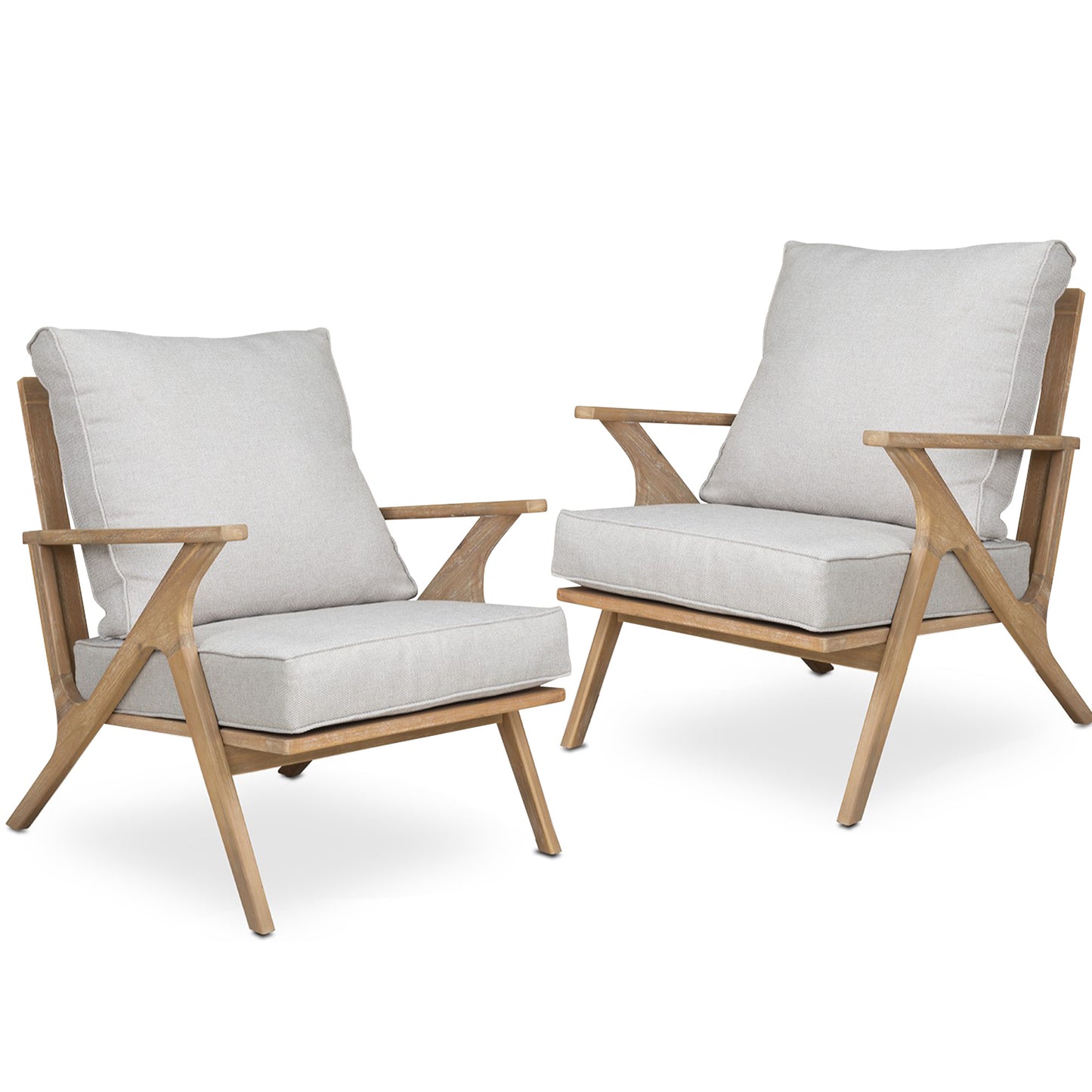 Set of 2 Outdoor Acacia Wood Chair Set with Soft Cushion Seat