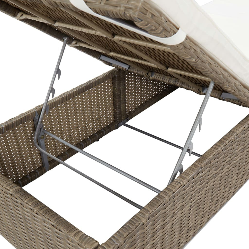 1Pc Sunlounger - Poly Rattan