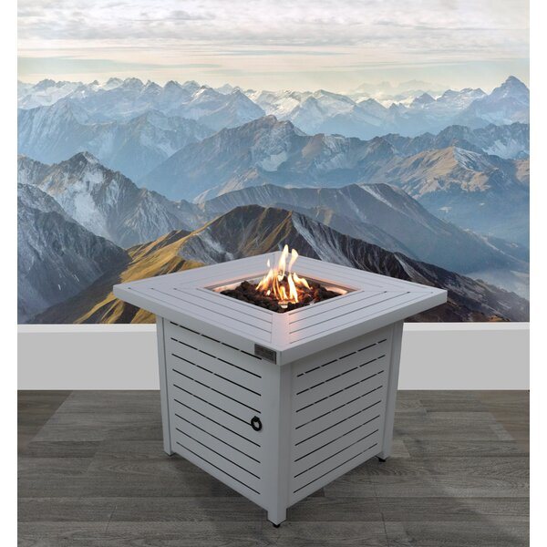 White Steel Propane/Natural Gas Fire Pit Table