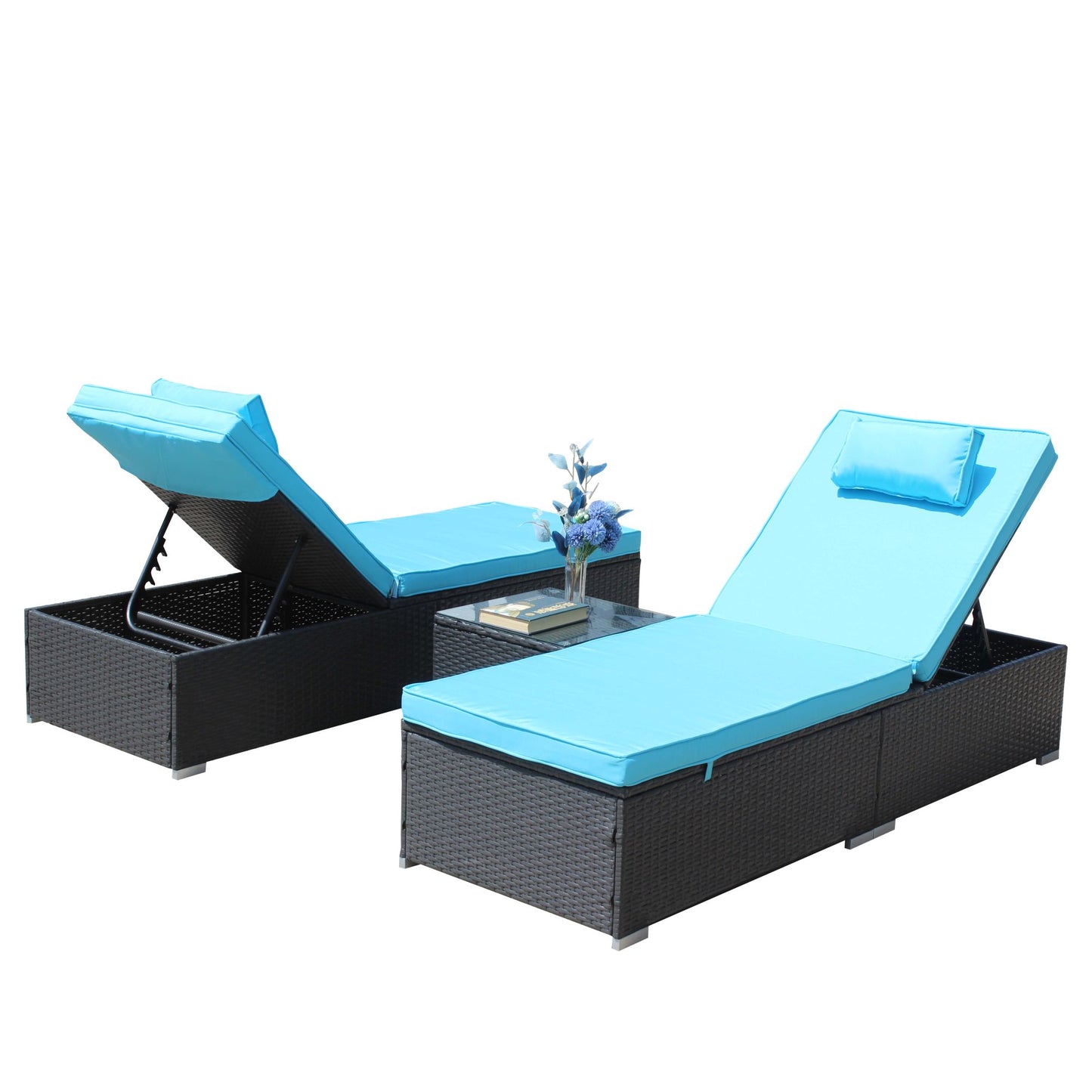 3-Piece Outdoor Chaise Lounge Set
