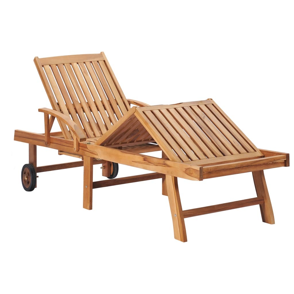 Teak Wood Sun Loungers with Table and Cushion