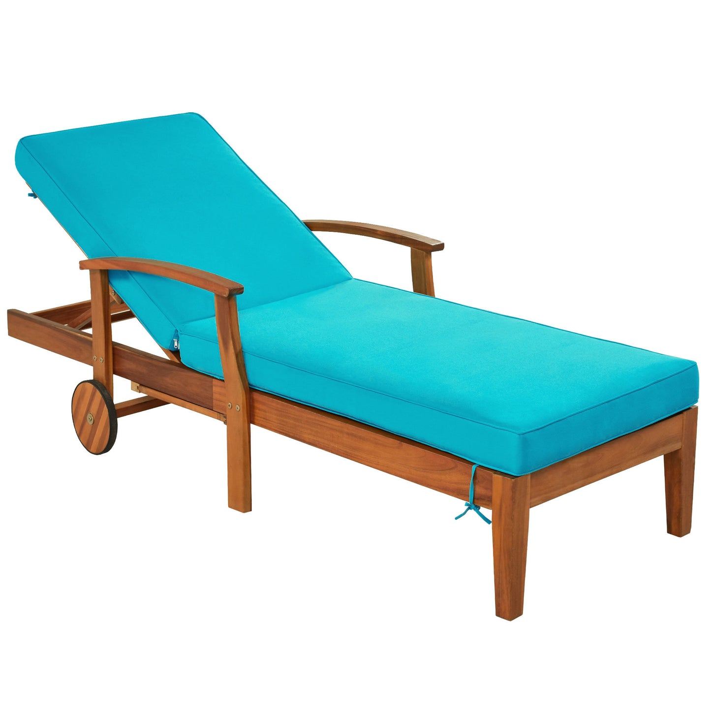 Outdoor Solid Wood 78.8" Chaise Lounge Patio Reclining Daybed with Cushion