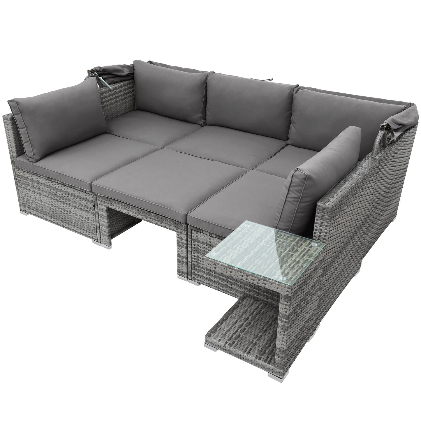 5 Piece Outdoor Sectional Patio Rattan Sofa Set Rattan Daybed