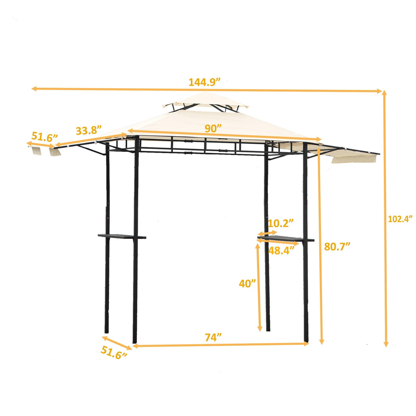 Double Tiered Backyard BBQ Grill Gazebo with Bar Counters