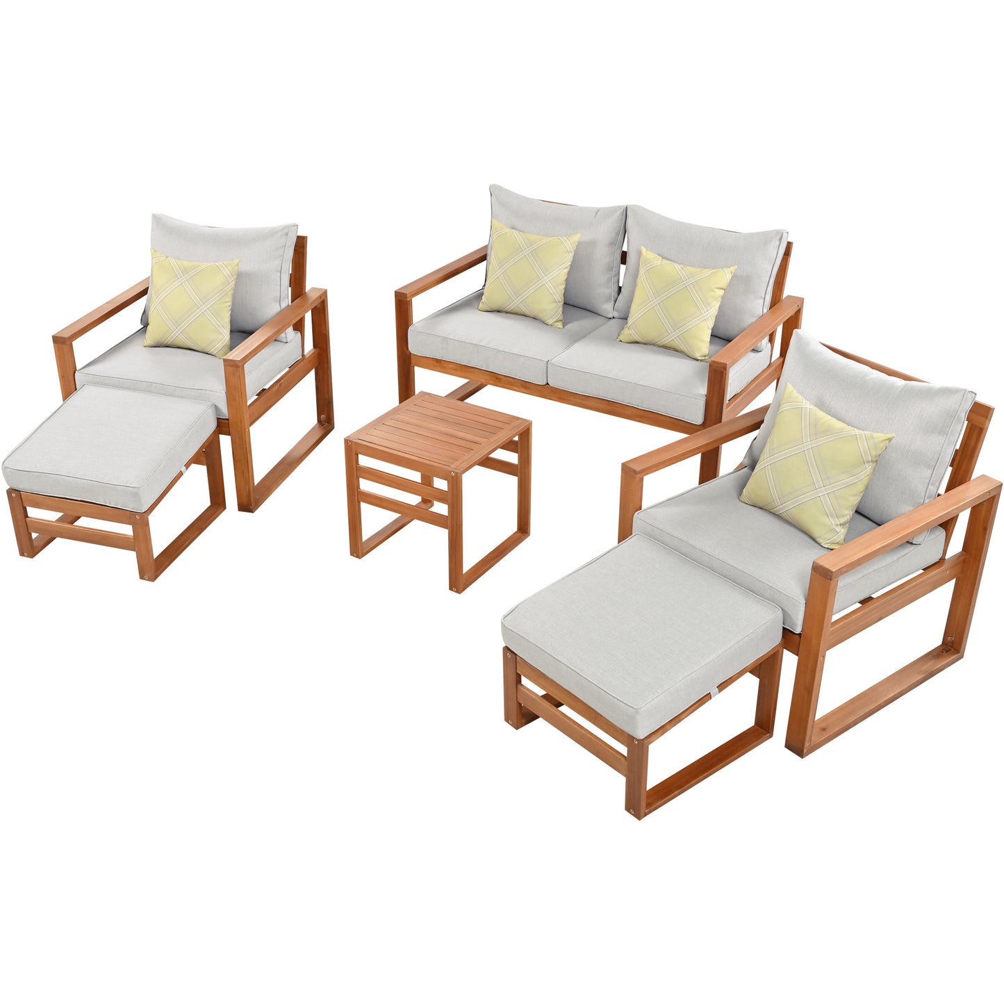 Wood 6-Piece Conversation Set with Cushions