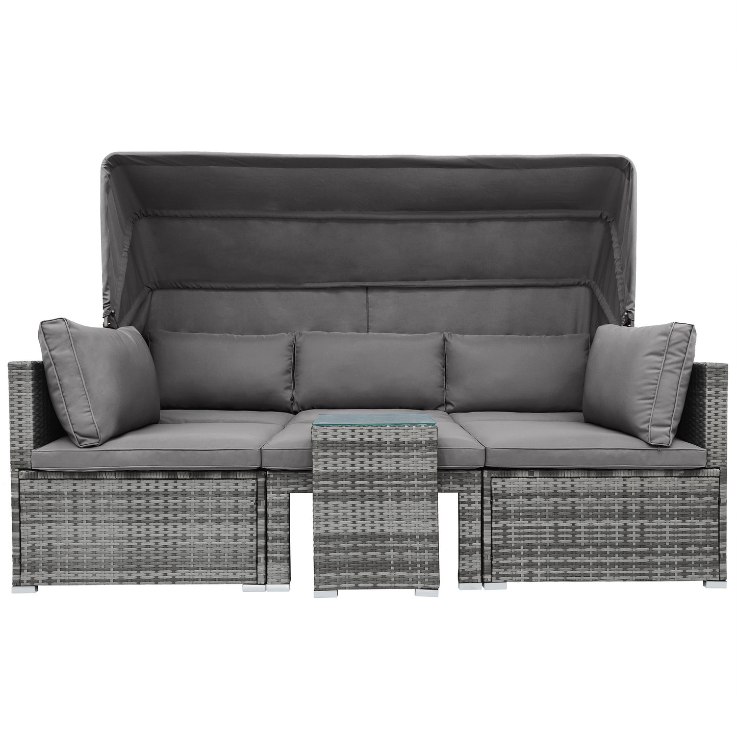 5 Piece Outdoor Sectional Patio Rattan Sofa Set Rattan Daybed