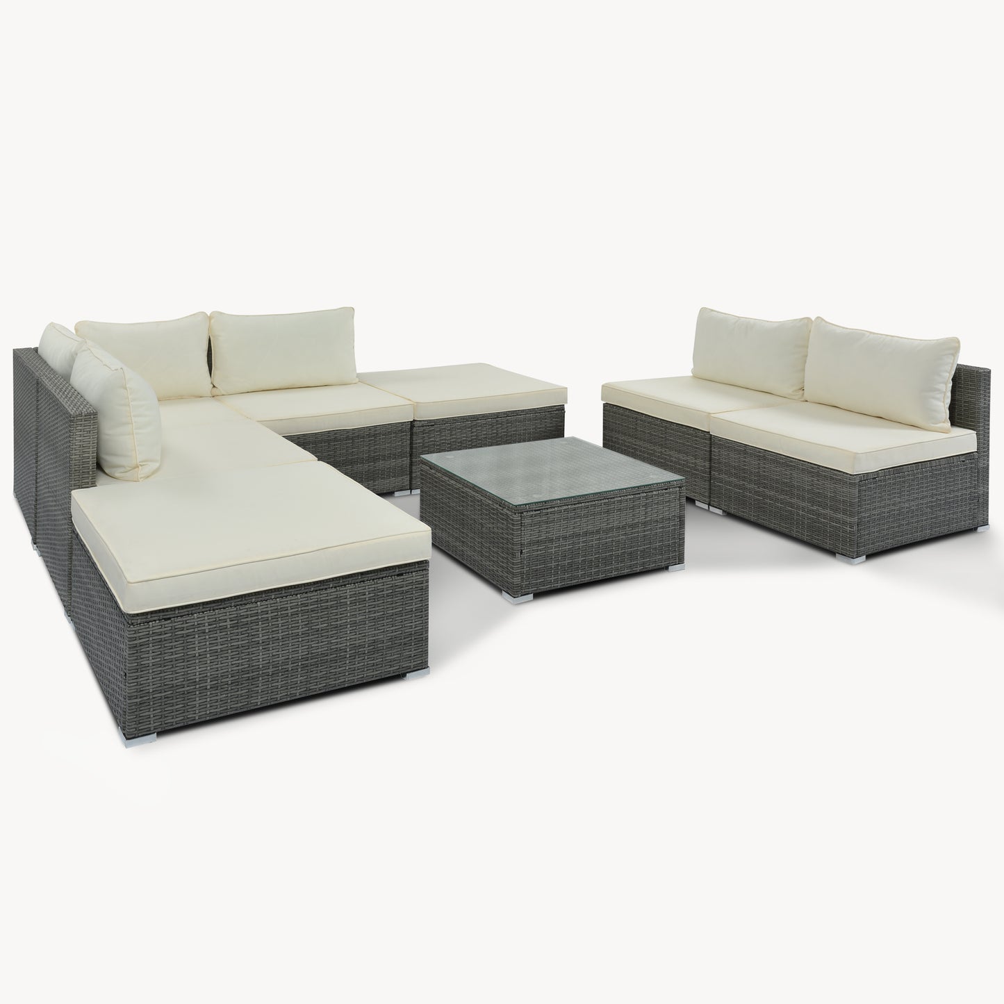 8-Pieces Outdoor Combinable Wicker Furniture Set